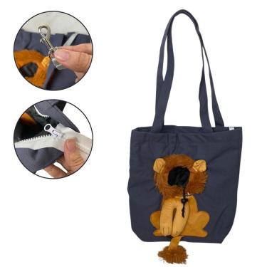 Imagem de Bolsa de Transporte para Pets AB Mídia BSL3906 Estampa Leão Náilon Azul Marinho 43CM