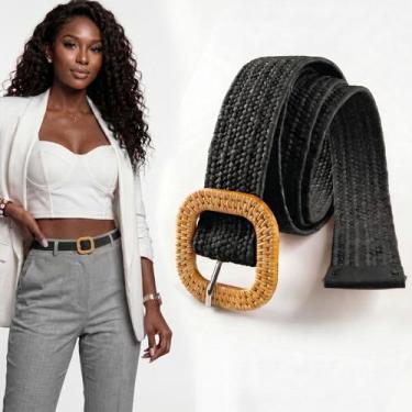 Imagem de Cinto Feminino Ajustável Elástico Flexível Fivela Revestida Design Ele