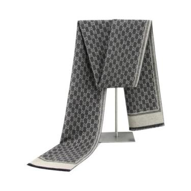 Imagem de Cachecol De Cashmere Masculino De Inverno Luxuoso Com Estampa De Letra