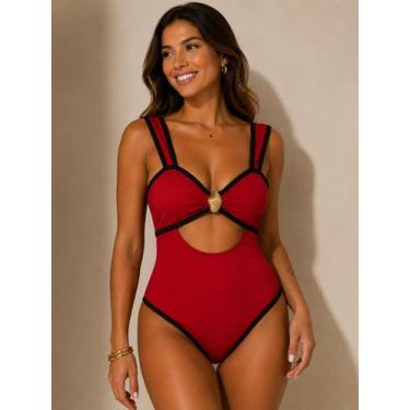 Imagem de Maiô Feminino Elegante Discreto Amarração Fio Duplo Bojo Removível Mod