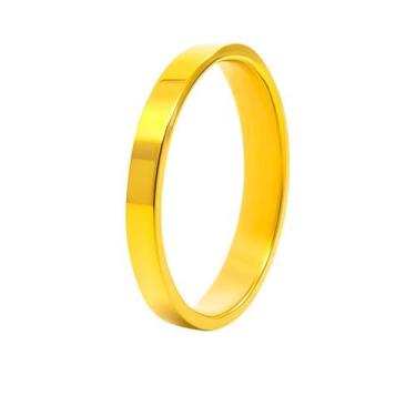 Imagem de Aliança Compromisso Ouro 18k 3mm Reta Tradicional Tungstênio Casal - A