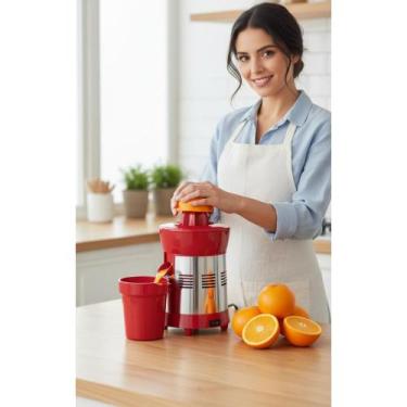 Imagem de Extrator De Frutas Potente 250W Bivolt Inox Vermelho - Congratulations