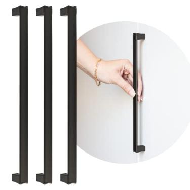 Imagem de Kit 3 Puxador De Gaveta Alça Comoda Moveis Retro Space 384mm (Preto Fosco)