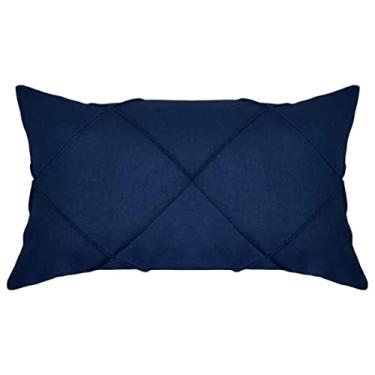 Imagem de Capa Almofada Linho Colorida Costura Drapeada Luxo 30x50 (Azul Marinho)