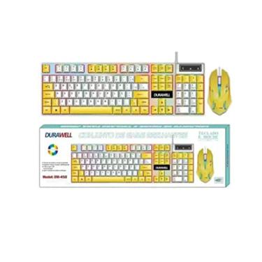Imagem de KIT TECLADO E MOUSE PROFISSIONAL GAMER LED RGB MEMBRANA DW-450 AMARELO