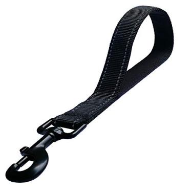 Imagem de Correia curta para cães – Alça acolchoada para trânsito – Resistente – Chumbo curto para cães de nylon para controle de treinamento – Correias refletivas para animais de estimação para cães grandes e cães médiosDOGSAYS 12 Inch preto