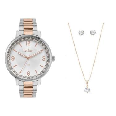Imagem de Kit Relógio Condor Feminino COPC21JBG/K4J + colar e brincos