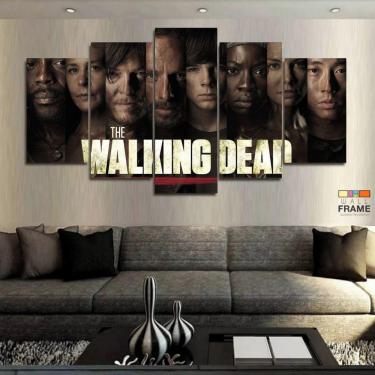 Imagem de Quadro Decorativo The Walking Dead 4X 130x63 em tecido
