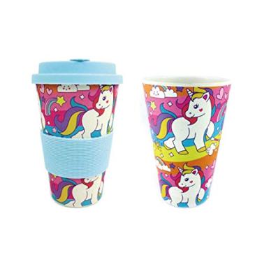 Imagem de TINYMILLS Caneca de viagem de fibra vegetal reutilizável ecológica com design de unicórnio