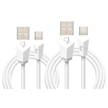 Imagem de COMBO 2 EM 1 - CABOS USB TIPO-C 1 METRO + 2 METROS - RECARGA/SINCRONIZAÇÃO - BRANCO - CMBC12WH