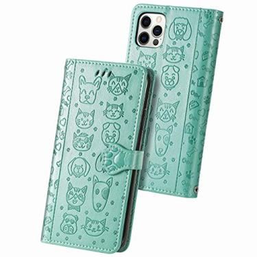 Imagem de Capa de luxo estilo cachorro gato para Apple iPhone 13 12 Mini Pro 11 XR X XS Max 6 6S 7 8 Plus SE 2020 carteira de cartão anti-queda capa protetora (verde, para iPhone 7 ou 8)