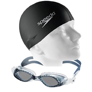 Imagem de Kit Natação Speedo Óculos Legend + Touca Flat Silicone (óculos fumê/fumê)