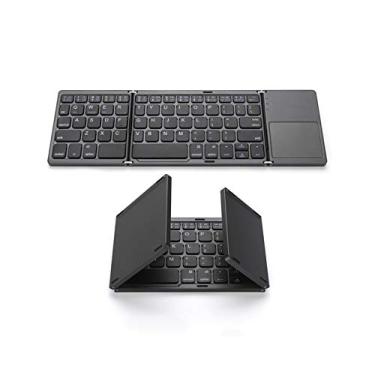 Imagem de Homesen Teclado sem fio BT teclado dobrável portátil ultra fino teclado BT com touchpad para Windows/Android/iOS Cinza