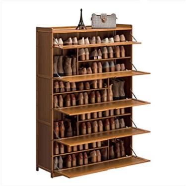 Imagem de KRASS Sapateira de corredor sapateira de 9 andares com 5 portas, armário de sapatos de bambu de grande capacidade para entrada, prateleira de sapatos de armazenamento grande, 9 camadas, Collector88