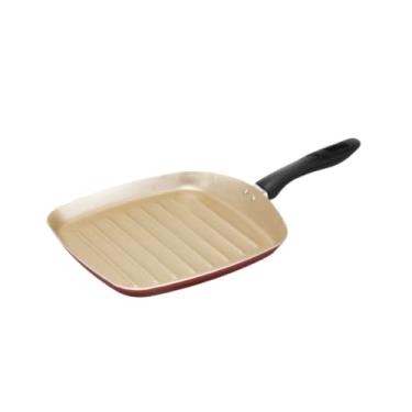 Imagem de Frigideira Grill 28cm Antiaderente Cereja com Dourado Não Gruda Grelhar Carne Fritar Ovo Batata Frita Saltear Legumes
