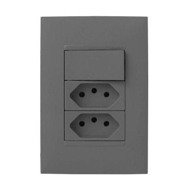 Imagem de Cj Simples + Tomada Dupla 20A 4X2 - Pial Plus + Preto