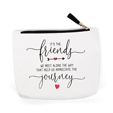 Imagem de Presentes de melhor amiga para mulheres, presentes de irmã da irmã, presentes de amizade para mulheres amigas, melhor amiga para mulheres, de natal para irmã alma - bolsa de maquiagem It's The Friends Journey, Azul: branco, XL, Design moderno