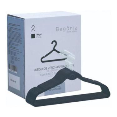 Imagem de 50 Cabides Veludo Slim Antideslizantes Preto Begônia