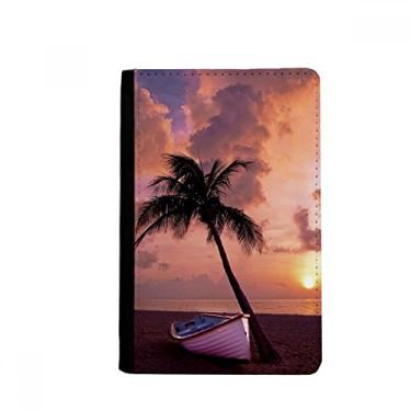 Imagem de Porta-passaporte Ocean Sand Beach Boat Tree Picture Notebook Burse Carteira Capa Cartão, Multicolor