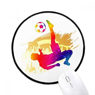 Imagem de Tapete de mouse de bicicleta Cheered Football Player para mesa de escritório tapete redondo para computador