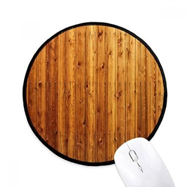 Imagem de Tapete de mouse com textura de piso de madeira laranja tapete redondo para computador