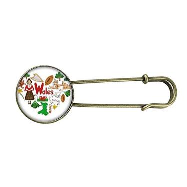 Imagem de Wales Love Heart UK Landscap Bandeira Nacional Retro Metal Broche Broche Broche Clipe Joias