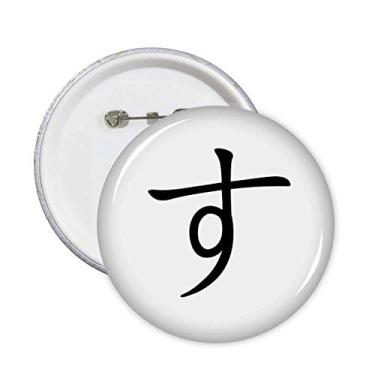 Imagem de Emblema de personagem japonês Hiragana SU alfinetes de crachá botão decoração acessório 5 peças