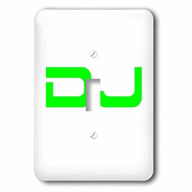 Imagem de 3dRose lsp_151219_1 Verde neon DJ Texto Music Deejay Futuristic Word Art White Djing Profissão ou Job Announcment Light Switch Cover
