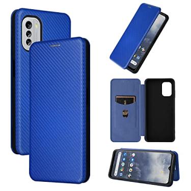 Imagem de Capas de telefone de fibra de carbono de luxo Nokia G60 G 60 5G capa de couro porta-cartões de visita clipe de carteira à prova de choque capa de telefone Nokia G60 5G capas (azul, Nokia G60 5G)