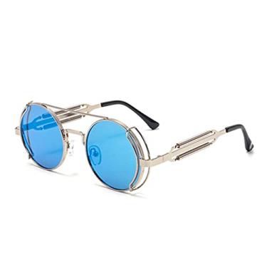 Imagem de Óculos de Sol Redondos Steampunk Moda Masculina Retro Punk Óculos de Sol Para Mulheres Tons Vintage, 7, Tamanho Único