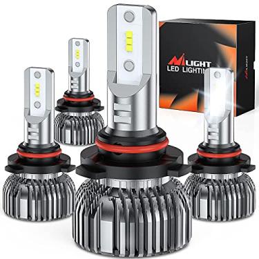 Imagem de Nilight Kit de lâmpadas de farol de LED 9005 9006, 350% mais brilhante, 100 W 20.000 lúmens, combo de lâmpadas de farol baixo, 6000 K, branco frio, tamanho mini, pacote com 4
