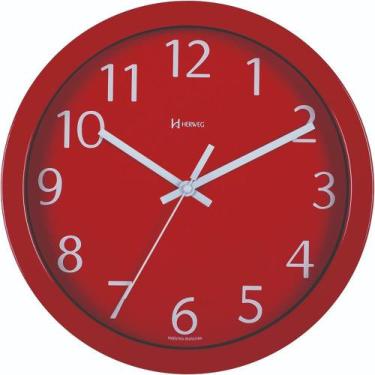 Imagem de Relógio De Parede Alumínio 30cm Vermelho Herweg 6719 - Vrferraz