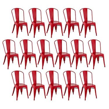 Imagem de Loft7, Kit 16x Cadeiras Iron Tolix Design Industrial em Aço Carbono, Sala de Jantar, Cozinha, Bar, Restaurante e Varanda Gourmet - Vermelho
