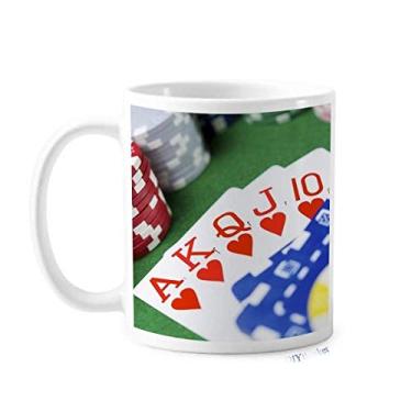 Imagem de Flush Hearts – Caneca de cerâmica para jogos de pôquer com foto