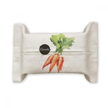 Imagem de Bolsa de linho de algodão para lenços faciais em aquarela saborosa e saudável com vegetais cenoura