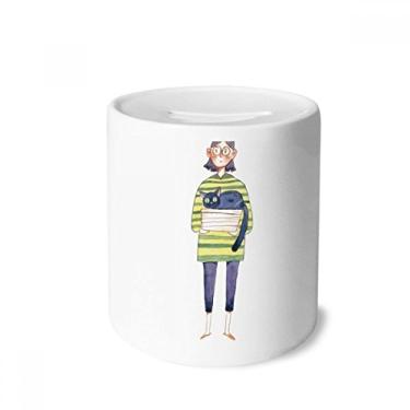 Imagem de DIYthinker Miaoji Caixa de Dinheiro para Menina Gato Meganekko Caixa de Cerâmica Porta-Moedas Presente