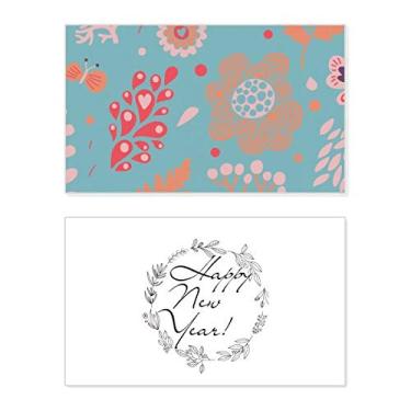 Imagem de Blue Leaves Flower Plant Paint New Year Festival Greeting Card Bless Message Gift