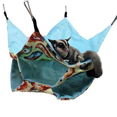 Imagem de Yu-Xiang 3 camadas Hamster rede de pendurar labirinto design quente curto lã guinéu porco cama hedgehogs ninho para animais pequenos Hotomn verão inverno primavera (coruja)