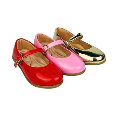 Imagem de Kit Com 3 Pares Sapatilha Infantil Menina feminina do 20 ao 34 Direto Da Fabrica Super Confortavél SPT001 (Vermelho, Rosa Bale e Dourado, br_footwear_size_system, toddler, numeric, numeric_20)