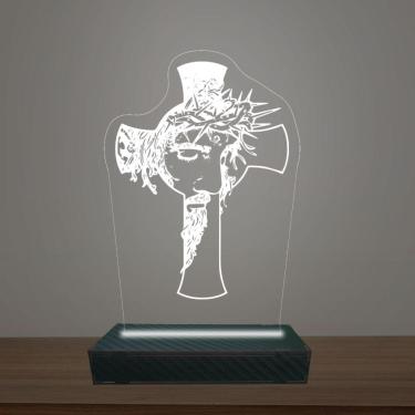 Imagem de Luminária Led 3d Jesus Na Cruz Abajur Luxo