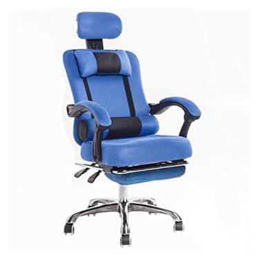 Imagem de Cadeira de escritório Cadeira de mesa Cadeira de computador Elevação Cadeira de mesa de escritório Ergonomia Cadeira giratória multifuncional Cadeira de jogo com almofada de malha (cor: azul) Full