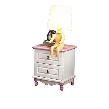 Imagem de Mesa de cabeceira Mesa de cabeceira Mini armazenamento doméstico Quarto moderno Armário de cabeceira de madeira maciça Pequeno armário Mesa de cabeceira Mesa lateral e mesa de cabeceira (cor: rosa)