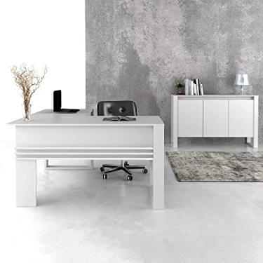 Imagem de Mesa para Escritório em L com Balcão 3 Portas Branco