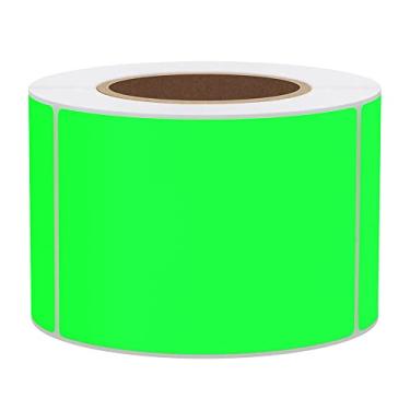 Imagem de Etiquetas de código de cor Hybsk, 5 x 7,6 cm, adesivo verde fluorescente, retangular, 300 etiquetas por rolo, Fluorescent Green, 2"x3"