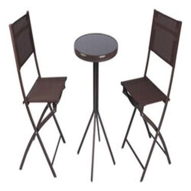 Imagem de Conjunto Mesa E 2 Cadeiras Aço Vidro Jardim Varanda - Home 