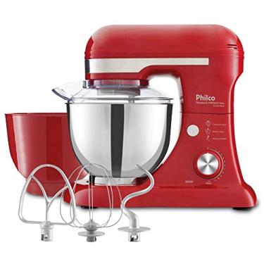 Imagem de Batedeira Planetária Philco Turbo Inox Double Bowl 600W PBP600V Vermelho e Inox 127V