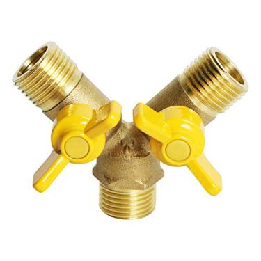 Imagem de Aopin Válvula esférica de 3 vias latão G 1,27 cm macho x G 1,27 cm macho x G 1,27 cm macho para água, óleo e fluido de gás, válvula esférica de porta L com cabo de vinil adequado para PEX, cobre, HDPE, 1 peça