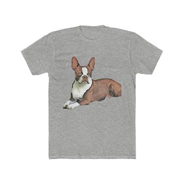 Imagem de Camiseta masculina Boston Terrier 'Seely' de algodão, Cinza mesclado, P
