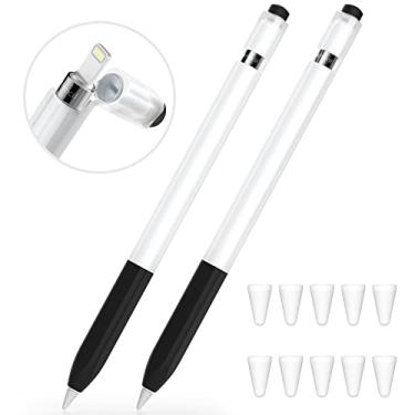 Imagem de JOOSKO Estojo compatível com Apple Pencil 1ª geração, [2 unidades] de silicone macio [com 10 capas de ponta] (preto)