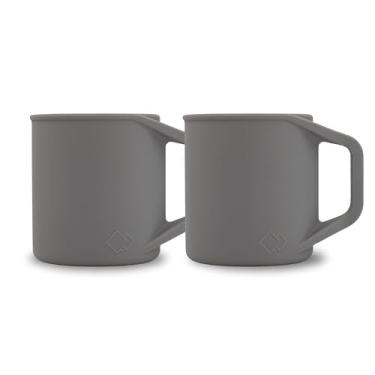 Imagem de MYOTT Xícara de café de silicone - Caneca de acampamento de silicone de grau alimentício com alça - caneca de café portátil e dobrável - livre de BPA, pode ser lavada na lava-louças e no micro-ondas,